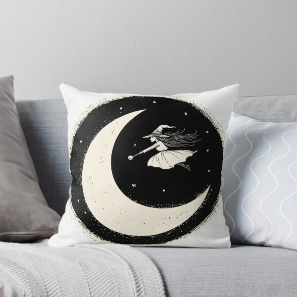 Item preview, Witch on a Crescent Moon at Night designed and sold by CharmingQuill.