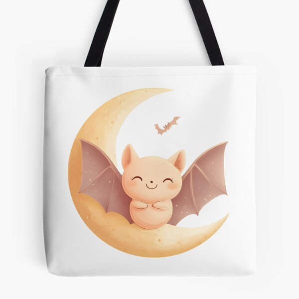 Item preview, Playful Bat on Crescent Moon Under Starry Sky designed and sold by CharmingQuill.