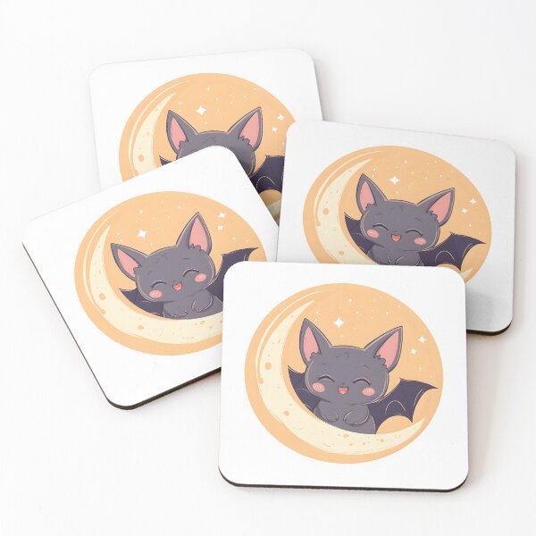 Item preview, Smiling Bat on Crescent Moon with Stars designed and sold by CharmingQuill.