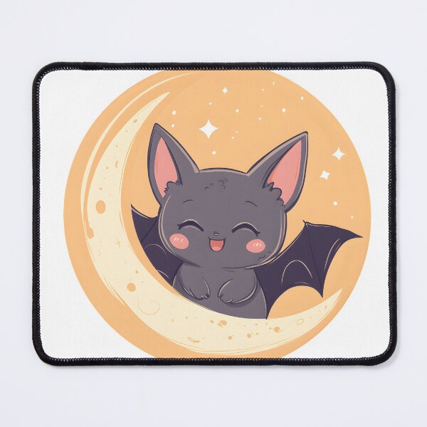 Item preview, Smiling Bat on Crescent Moon with Stars designed and sold by CharmingQuill.