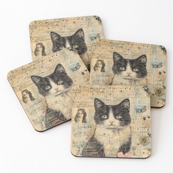 Item preview, Cat in Japanese Vintage Style Collage Art designed and sold by SherryAtkinson.
