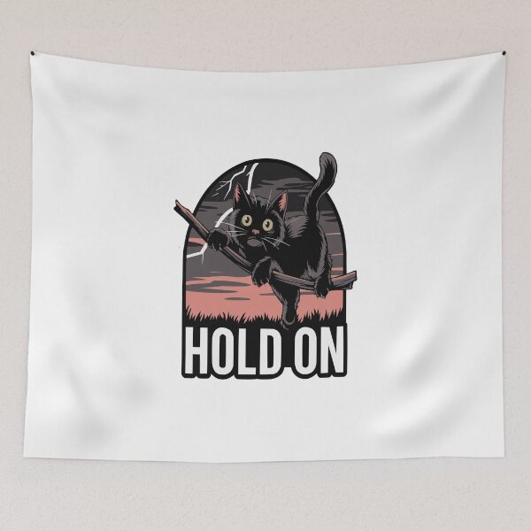 Item preview,  Black Cat Holding On designed and sold by DashBliss.
