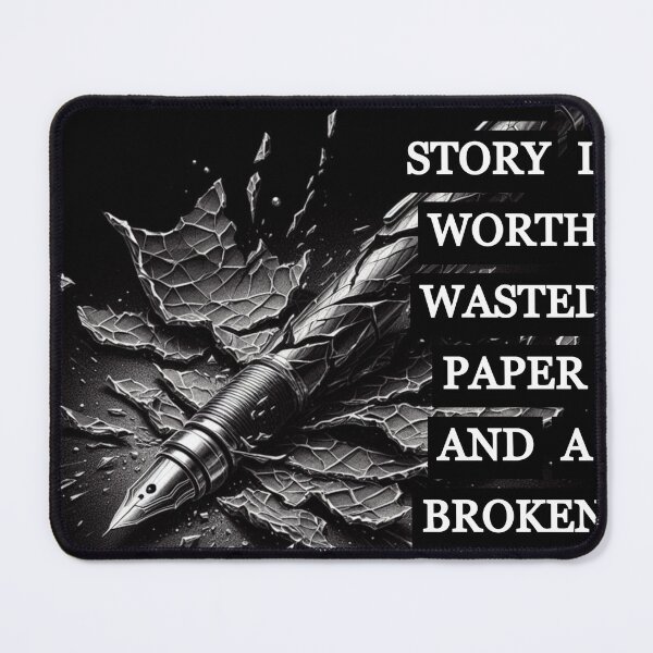 Item preview, wasted paper and a broken pen. designed and sold by storefunnypets.