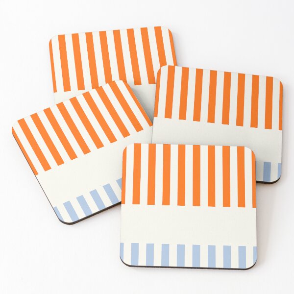 Item preview, Minimal Geometric Rectangles Lines 03 | Abstract Pattern Mid Century Stripes Orange Light Blue Coastal designed and sold by MarleneCanto.