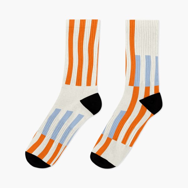 Item preview, Minimal Geometric Rectangles Lines 03 | Abstract Pattern Mid Century Stripes Orange Light Blue Coastal designed and sold by MarleneCanto.
