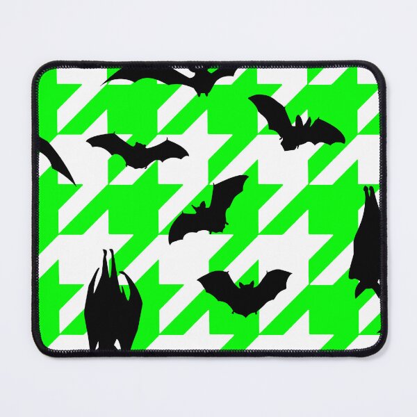 Item preview, green houndstooth halloween black bats designed and sold by Gossip Rag.