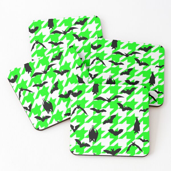 Item preview, green houndstooth halloween black bats designed and sold by Gossip Rag.
