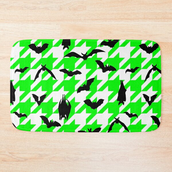 Item preview, green houndstooth halloween black bats designed and sold by Gossip Rag.