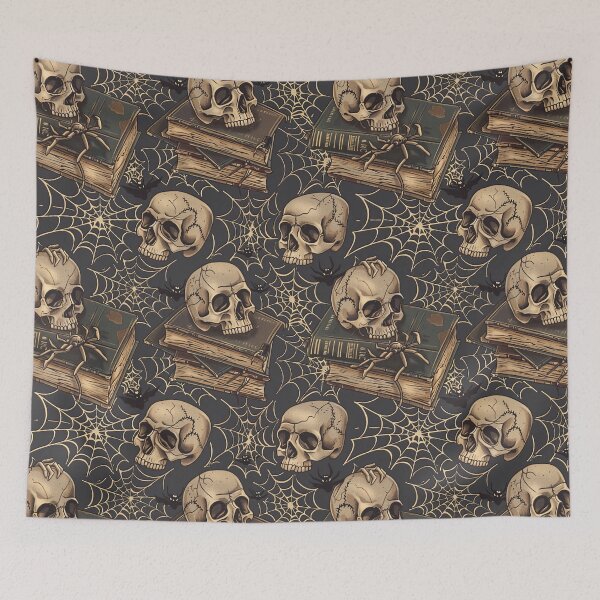 Item preview, Halloween Skulls and Books Pattern designed and sold by Melissify.