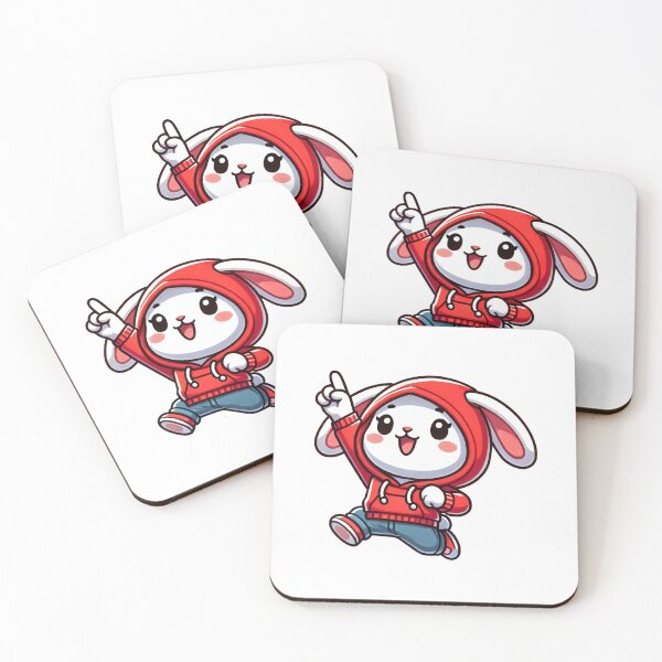 Item preview, Happy Bunny in Red Hoodie Jumping designed and sold by Little Care Studio.