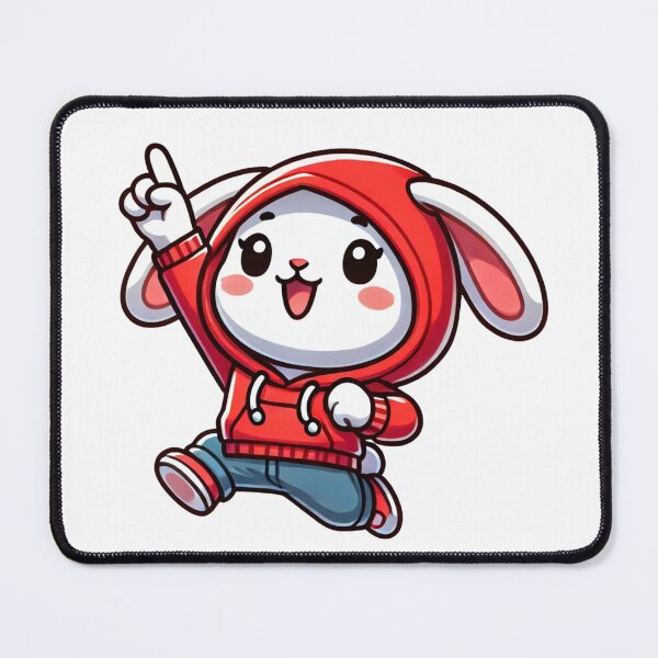 Item preview, Happy Bunny in Red Hoodie Jumping designed and sold by Little Care Studio.