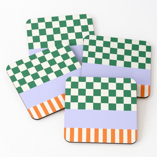 Item preview, Minimal Geometric Multiple Patterns 01 | Abstract Cool Pattern Mid Century Green Lavender Orange Checkered designed and sold by MarleneCanto.