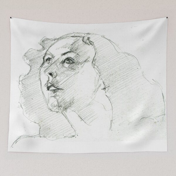 Item preview, Pensive Gaze - Expressive Pencil Sketch by Avril Thomas designed and sold by AvrilThomasart.