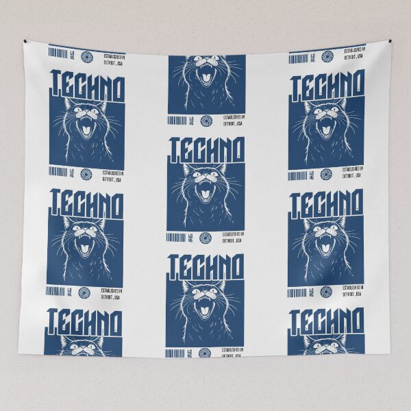 Item preview, TECHNO  - Cat Fangs (Navy)  designed and sold by Discothreadz.