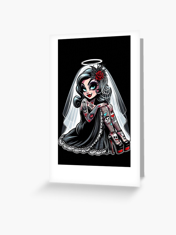 Thumbnail 1 of 2, Greeting Card, The Widow 1 designed and sold by NaughtyNiceArt.
