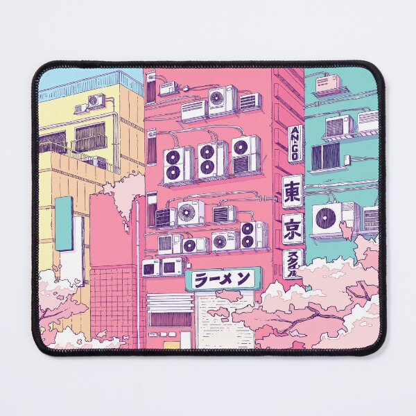 Item preview, (Different Color palette) Urban Tokyo street and pink sakura trees designed and sold by AnGoArt.