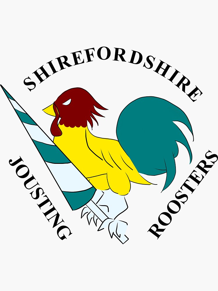 Thumbnail 3 of 3, Sticker, Shirefordshire Jousting Roosters (With Text) designed and sold by astroauroran.