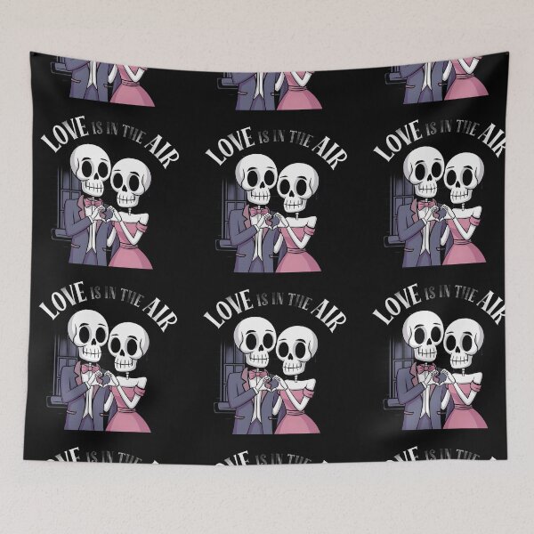 Item preview,  Couple is Made Up of Two Skulls with Elegant Clothes Join Hands LOVE is in the Air designed and sold by macadolie.