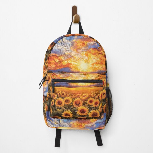 Item preview, A dense field of sunflowers, with swirling sky and intense yellows and oranges. designed and sold by HEMRO.