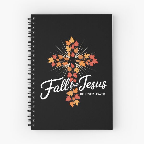 Item preview, Fall for Jesus He Never Leaves Christian Leaf Cross designed and sold by PosiMCreations.