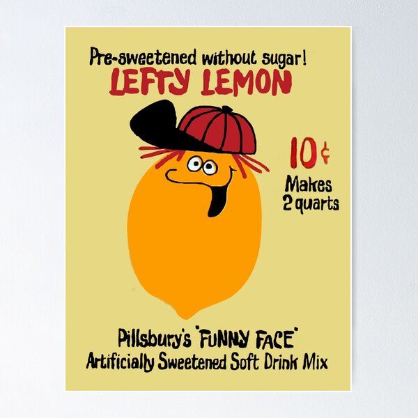 Item preview, Funny Face "Lefty Lemon" designed and sold by Offset Vinyl Film.