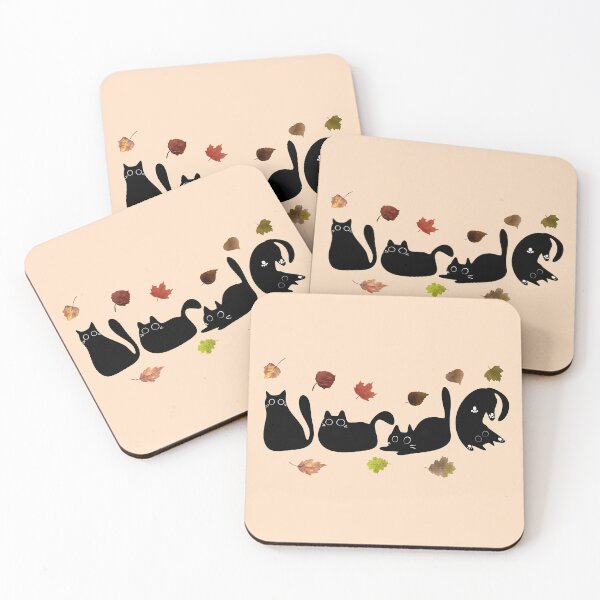 Item preview, Sally Black Cats Playing With Falling Leaves - Autumn Cats lovers  designed and sold by Wiss2Arts.