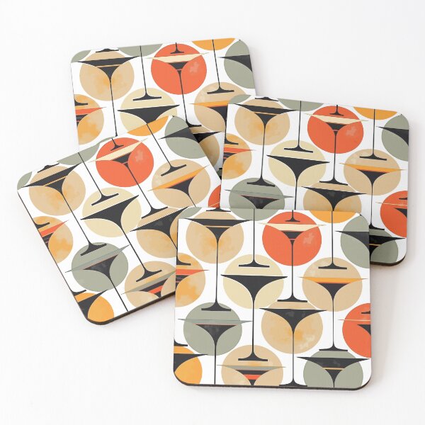 Item preview, Atomic Fifties Inspired Martinis In Grey, Orange, Cream And Red designed and sold by taiche.
