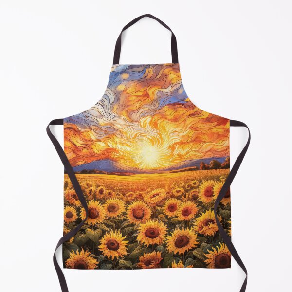 Item preview, A dense field of sunflowers, with swirling sky and intense yellows and oranges. designed and sold by HEMRO.