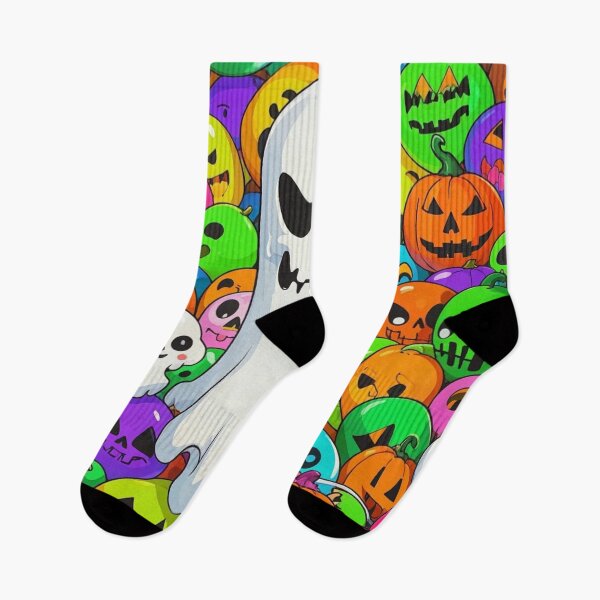 Item preview, cartoons, colorful backgrounds, ghost balloons, skeletons, graves. designed and sold by 1benjamah1136.
