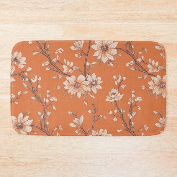 Item preview, Light Orange Flowers Willows On Construction Orange Background designed and sold by burbankdesigns.