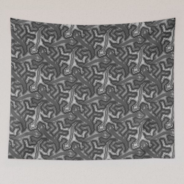 Item preview, pixel art Escher lizard pattern BW 3 designed and sold by Doug0276.