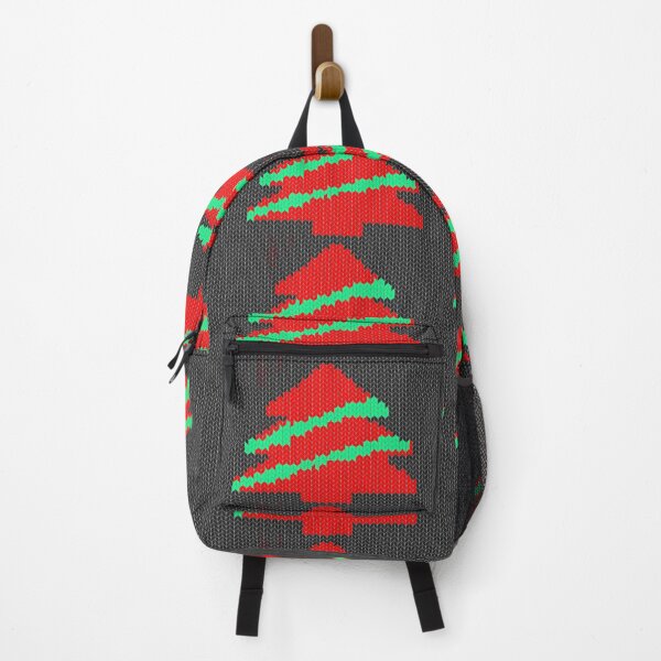 Item preview, Knit Red Christmas Tree Green tinsel Black Background Hand Drawn Novelty designed and sold by Victoria Rose.