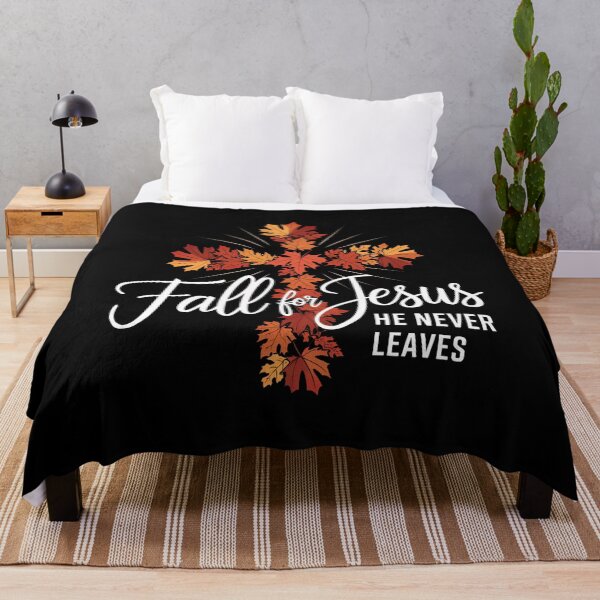 Item preview, Fall for Jesus He Never Leaves Christian Leaf Cross designed and sold by PosiMCreations.