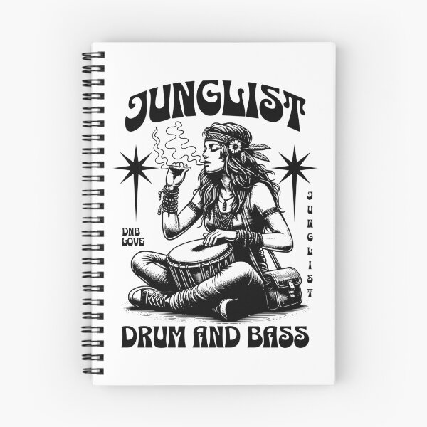 Item preview, JUNGLIST  - DNB Hippie Girl (Black)  designed and sold by Discothreadz.