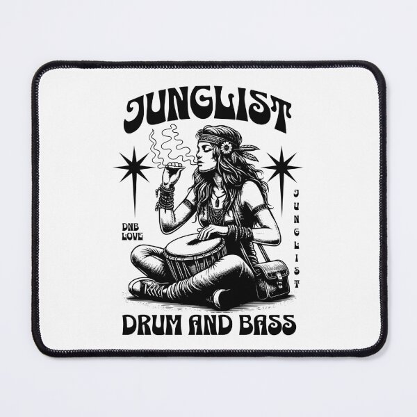 Item preview, JUNGLIST - DNB Hippie Girl (Black) designed and sold by Discothreadz.