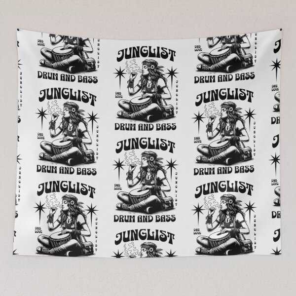 Item preview, JUNGLIST  - DNB Hippie Girl (Black)  designed and sold by Discothreadz.
