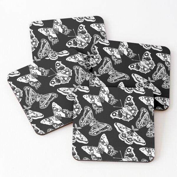 Item preview, Creepy Moth And Butterfly Pattern White And Black designed and sold by Katariina Purru.