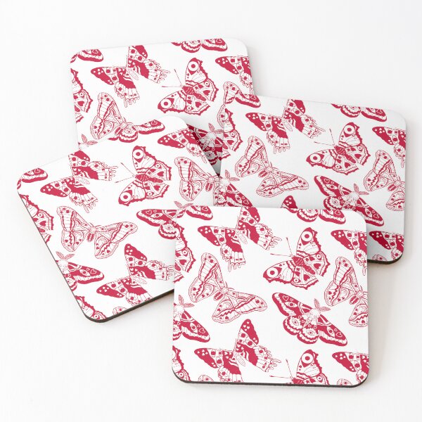 Item preview, Creepy Moth And Butterfly Pattern Red And White designed and sold by Katariina Purru.