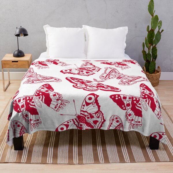 Item preview, Creepy Moth And Butterfly Pattern Red And White designed and sold by Katariina Purru.