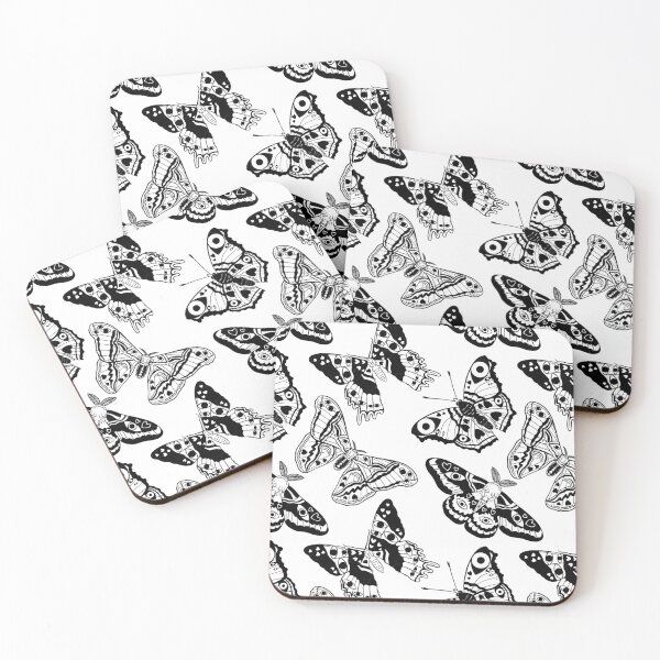 Item preview, Creepy Moth And Butterfly Pattern Black And White designed and sold by Katariina Purru.