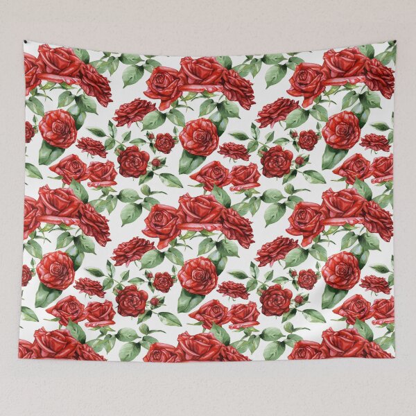 Item preview, Red Roses Pattern White designed and sold by Katariina Purru.