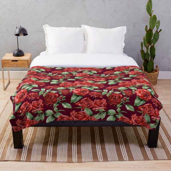 Item preview, Red Roses Pattern Dark Red designed and sold by Katariina Purru.