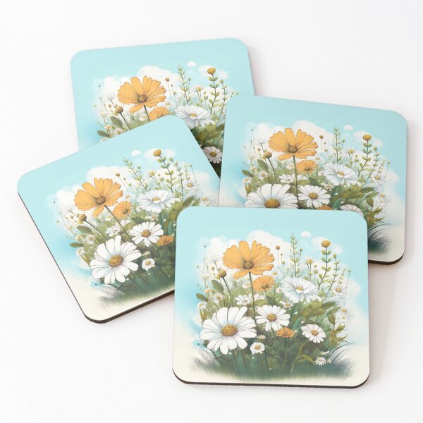 Item preview, A lush hand-drawn field of wildflowers with detailed petals and leaves. designed and sold by HEMRO.