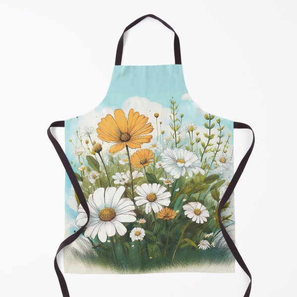Item preview, A lush hand-drawn field of wildflowers with detailed petals and leaves. designed and sold by HEMRO.