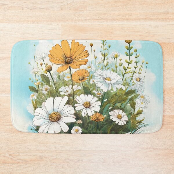 Item preview, A lush hand-drawn field of wildflowers with detailed petals and leaves. designed and sold by HEMRO.