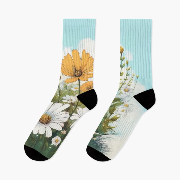 Item preview, A lush hand-drawn field of wildflowers with detailed petals and leaves. designed and sold by HEMRO.
