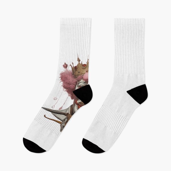 Item preview, Weird Surreal clown with crown and knifes  | pop surrealism style , pink  designed and sold by TaliaShin.
