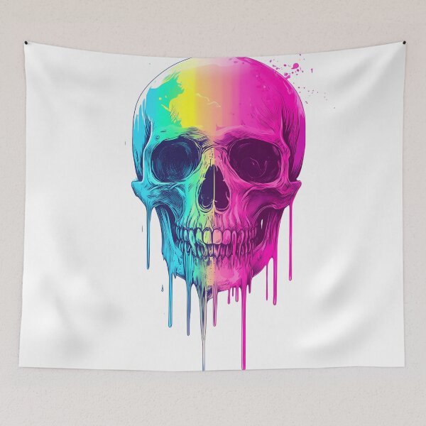 Item preview, Neon Drip Skull Surreal Colorful Art designed and sold by PixelReverb.