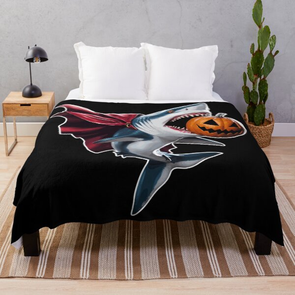 Item preview, Shark Eats Pumpkin Halloween Shark with Cape designed and sold by Quirky Shirts.