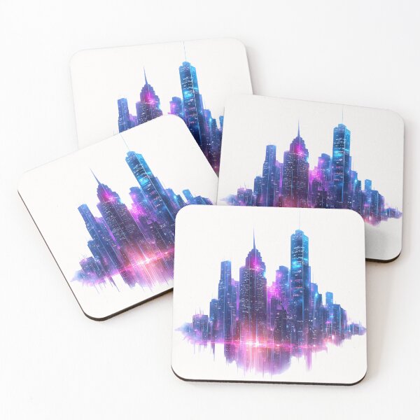 Item preview, Neon Cityscape Futuristic Glowing Skyline designed and sold by PixelReverb.